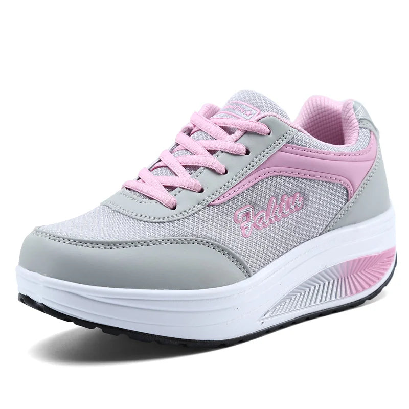 Zapatillas deportivas de malla transpirable con cordones para mujer – Zapatillas ligeras y acolchadas para caminar