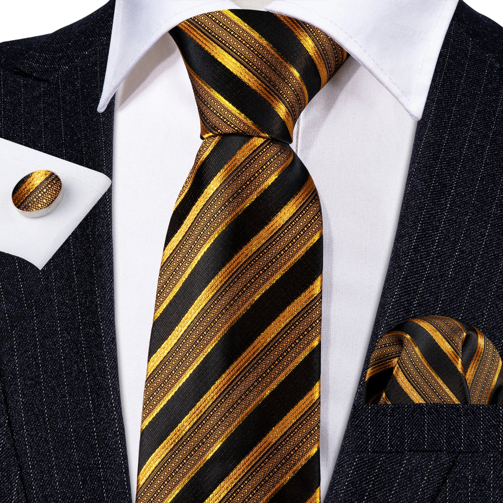 Jacquard Necktie, Pocket Square & Cufflinks Set – Unisex Gift