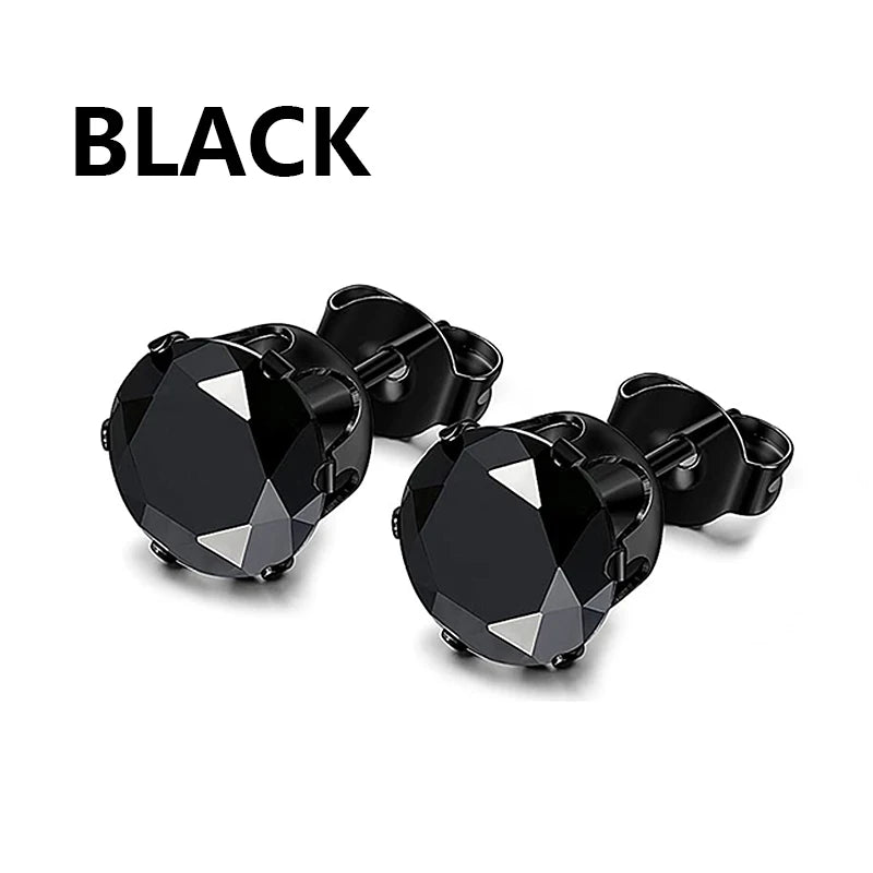 Punk Stainless Steel Hoop & Stud Earrings – Unisex Round & Cross Style