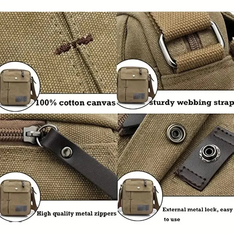Vintage Canvas Square Crossbody Bag