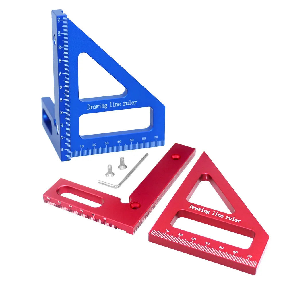 Aluminum Alloy 45/90° Triangle Square Ruler — Precision Layout Tool for Woodworking