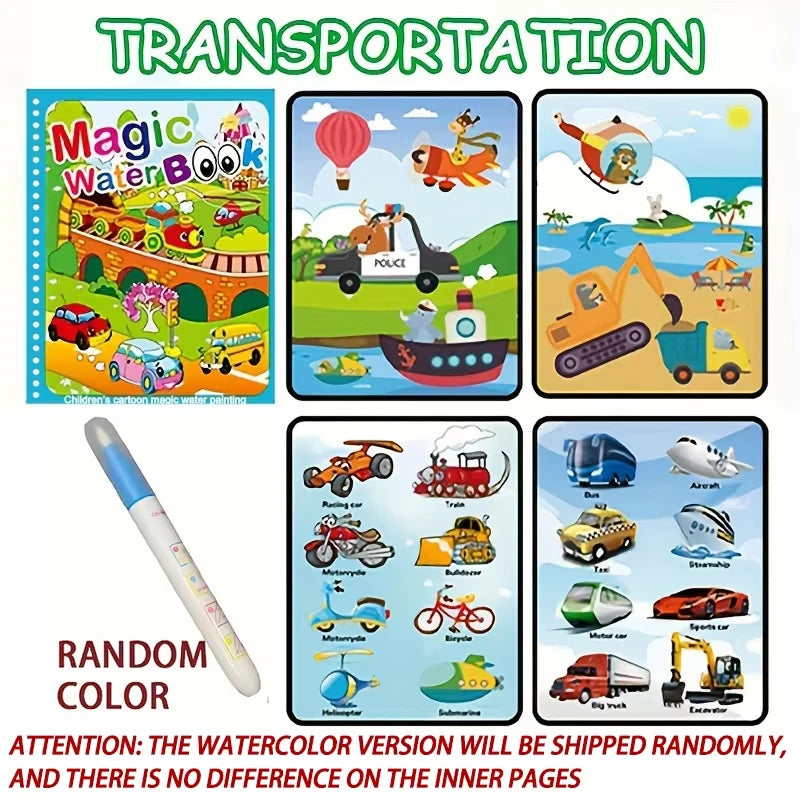 Magic Water Drawing Book – Reusable Montessori Coloring Book for Kids
