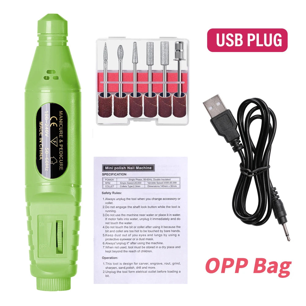 Electric Nail Drill Kit – USB Powered Portable Manicure & Nail File Machine
