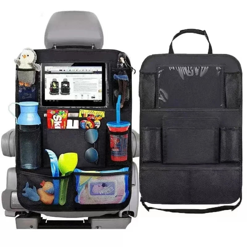 Organizador de asiento trasero de coche con soporte para tablet | Bolsa multi-bolsillo de Oxford para respaldo de asiento