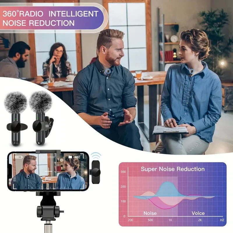 Wireless Lavalier Microphone with Windproof Cover — Clip-On Mic for Phone & Camera