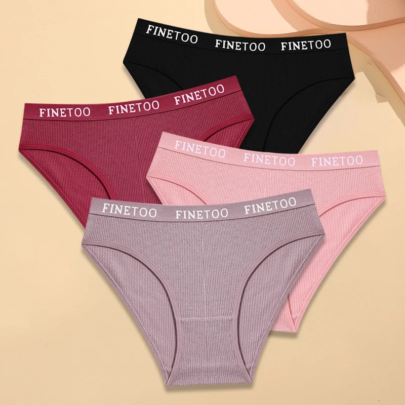 Women's 4-Pack Cotton Striped Briefs | Low-Rise Breathable Underwear M-XXL