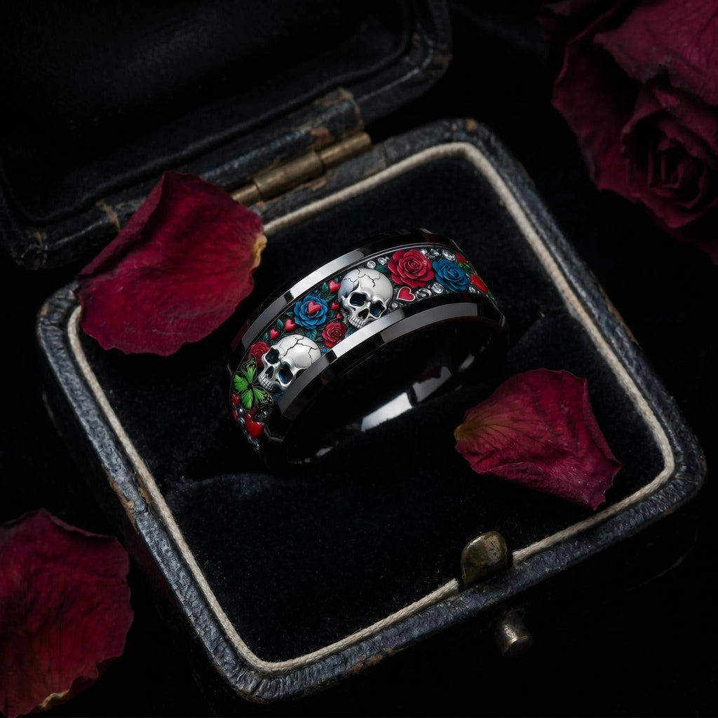 Cyberpunk 8mm Stainless Steel Ring | Gothic Punk Biker Jewelry for Men & Women