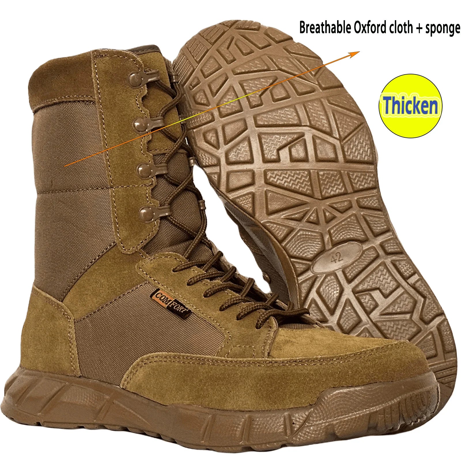Botas Tácticas Ligeras para Hombre Zapatos de Combate de Entrenamiento con Cordones Impermeables al Aire Libre Botas de Senderismo Transpirables