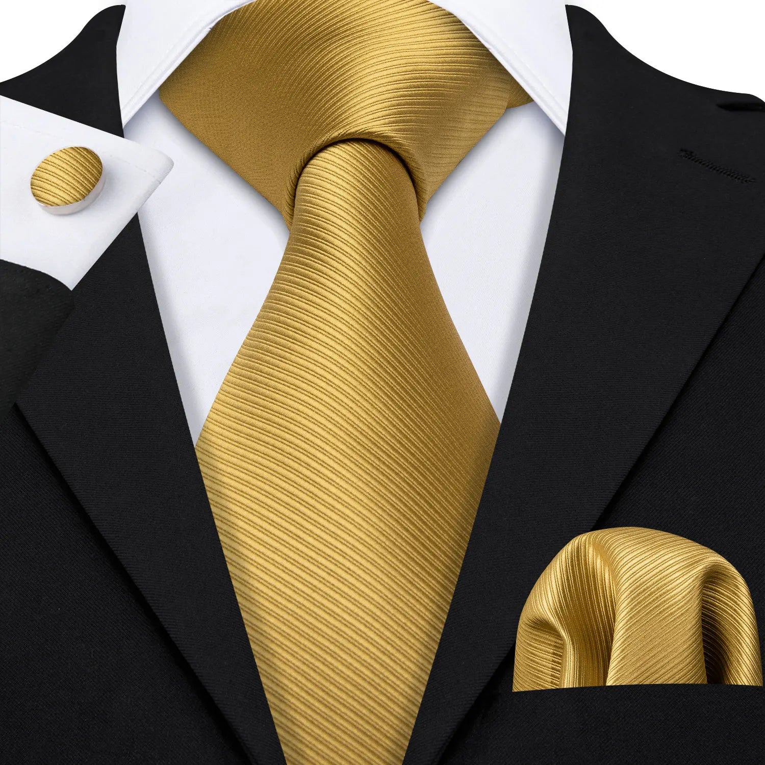 Jacquard Necktie, Pocket Square & Cufflinks Set – Unisex Gift
