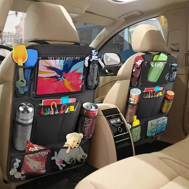 Organizador de asiento trasero de coche con soporte para tablet | Bolsa multi-bolsillo de Oxford para respaldo de asiento