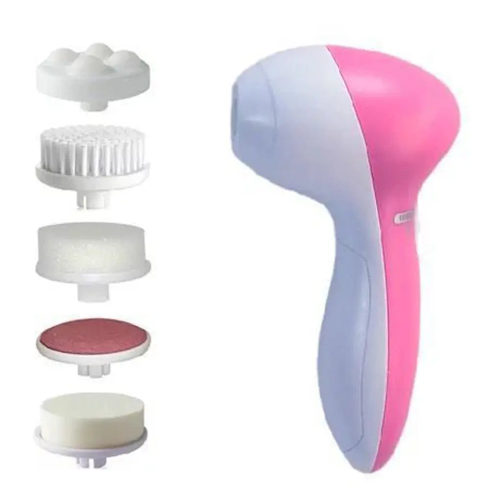 5-in-1 Electric Facial Cleansing Brush – Face Scrubber, Massager & Blackhead Remover