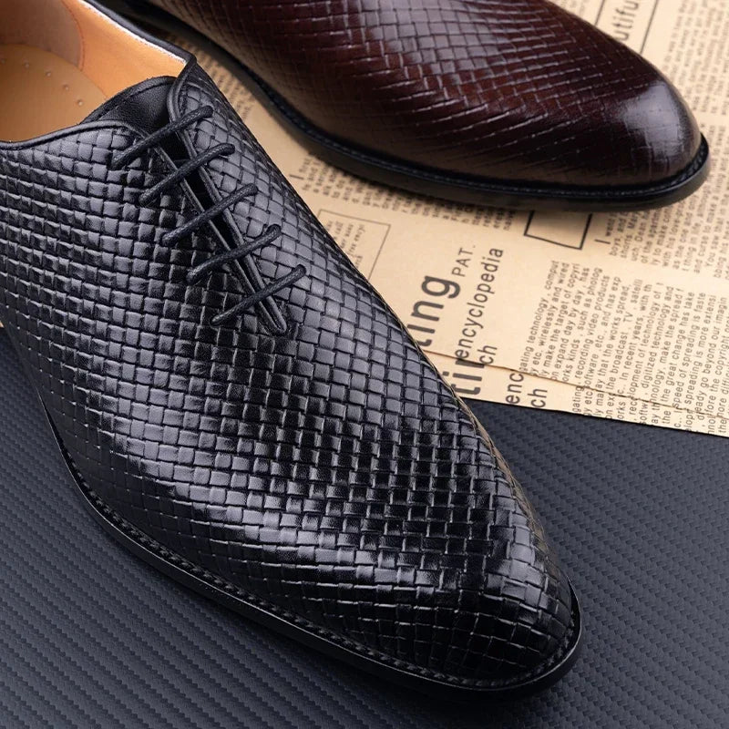 Men's Luxury Genuine Leather Oxford Shoes | Pointed Toe Dress & Wedding Shoes