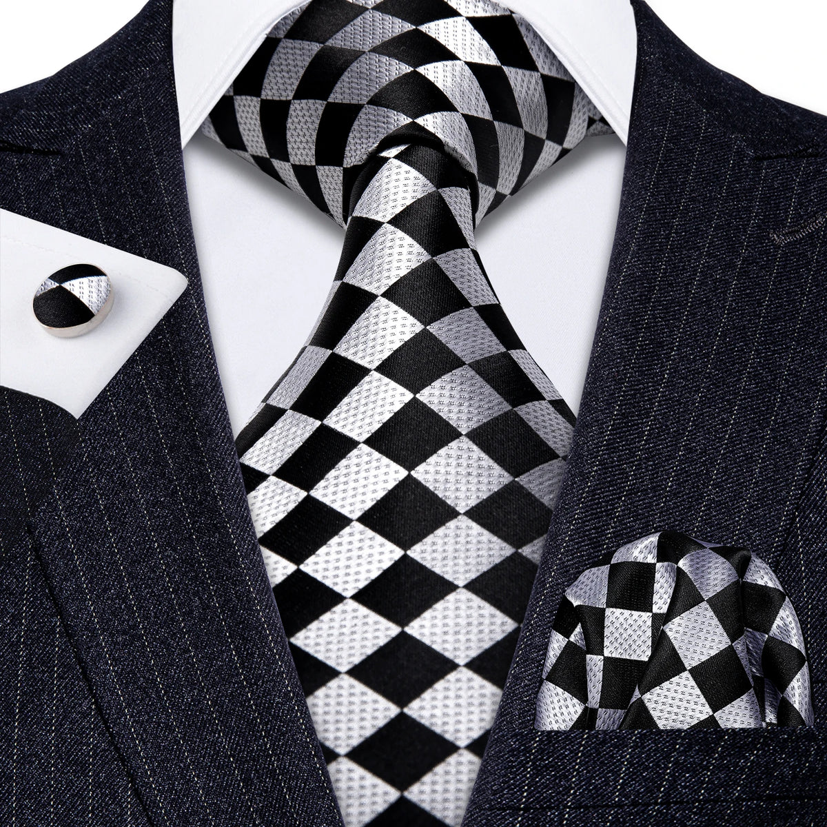 Floral Necktie Set for Men — Tie, Pocket Square & Cufflinks