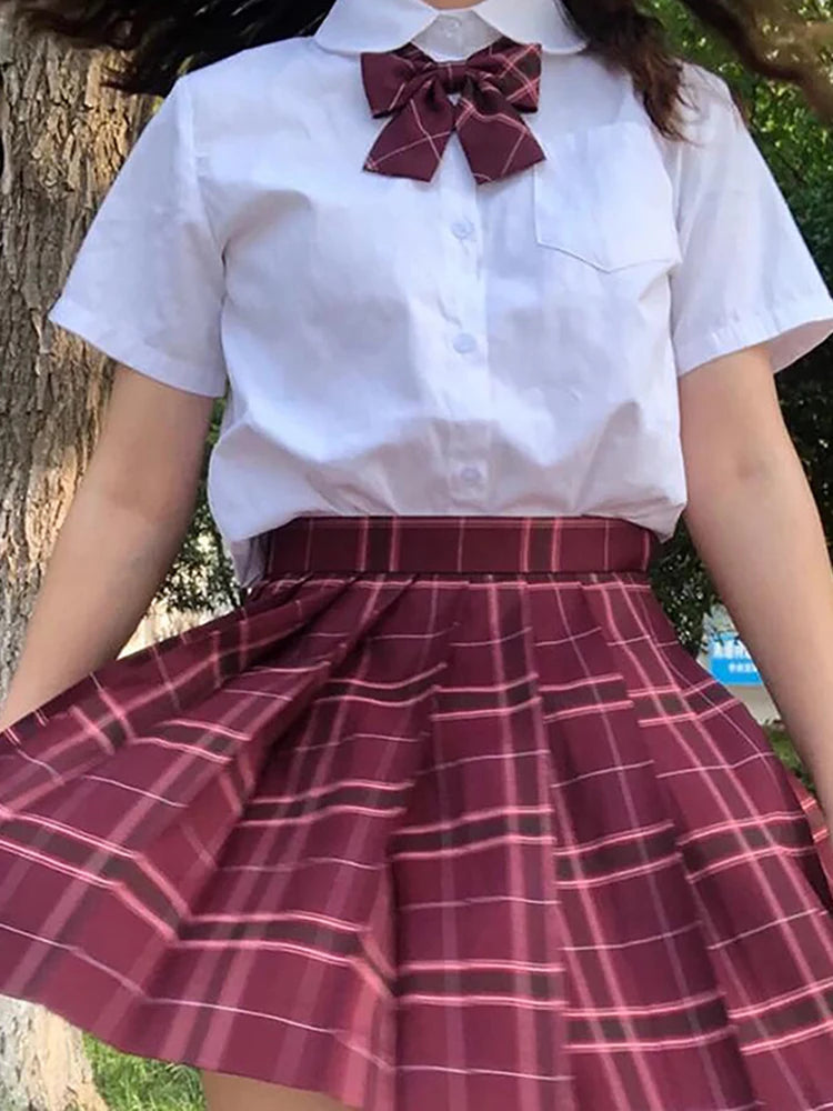 Plaid Bow-Knot Pleated Mini Skirt
