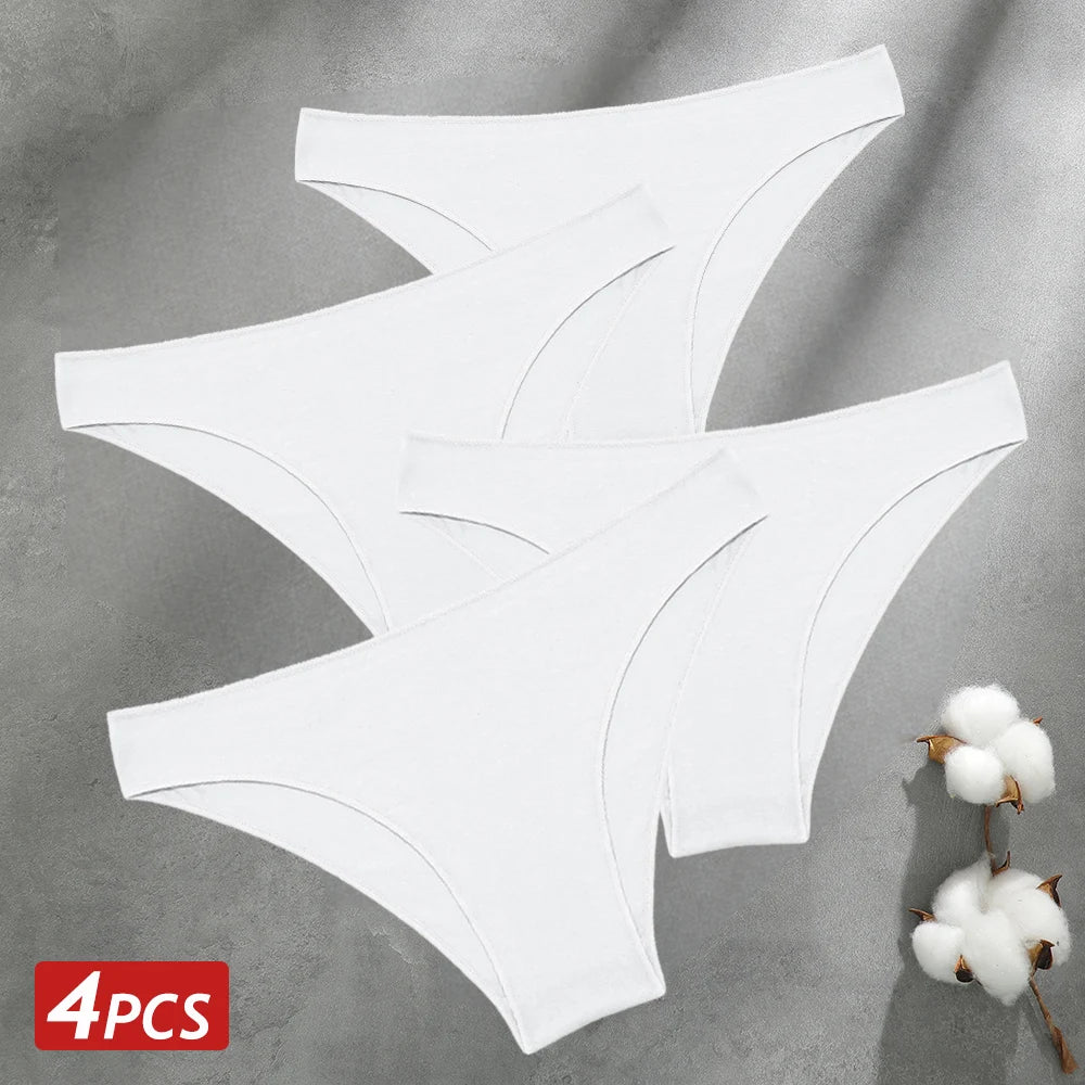 Women's 4-Pack Seamless Cotton Briefs | Low-Rise Breathable Stretch Underwear M-XXL