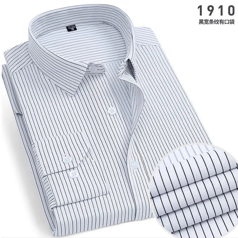 Camisa de manga larga a rayas ajustada para hombre