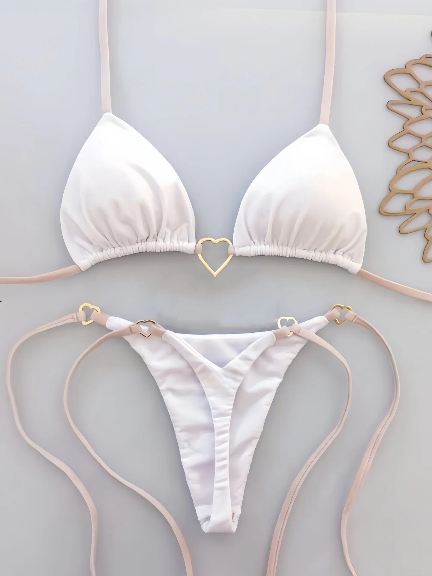 Low-Rise Lace-Up Bikini Set – Solid Color Two-Piece Swimsuit