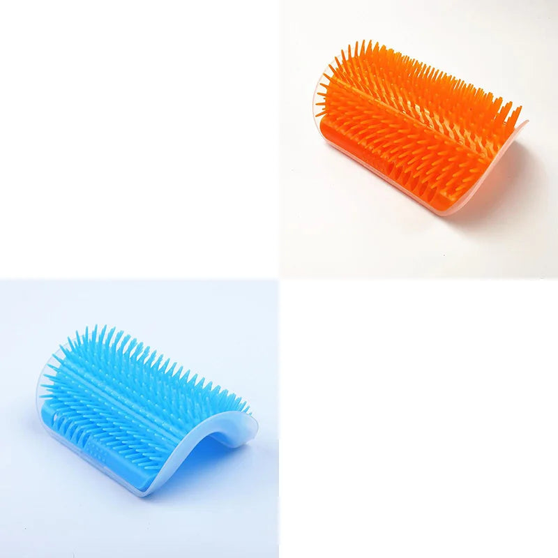 Cat Self-Groomer Brush & Massage Comb with Catnip – Corner Wall Scratcher for Kittens & Cats