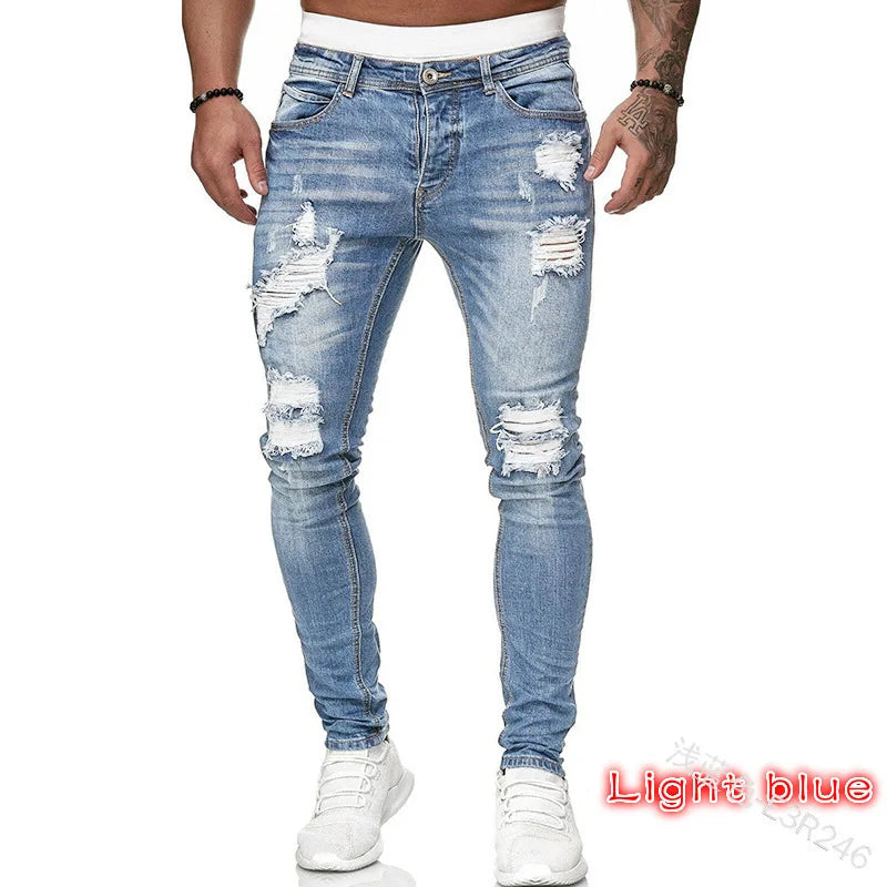Unisex Solid Stretch Denim Straight-Leg Jeans