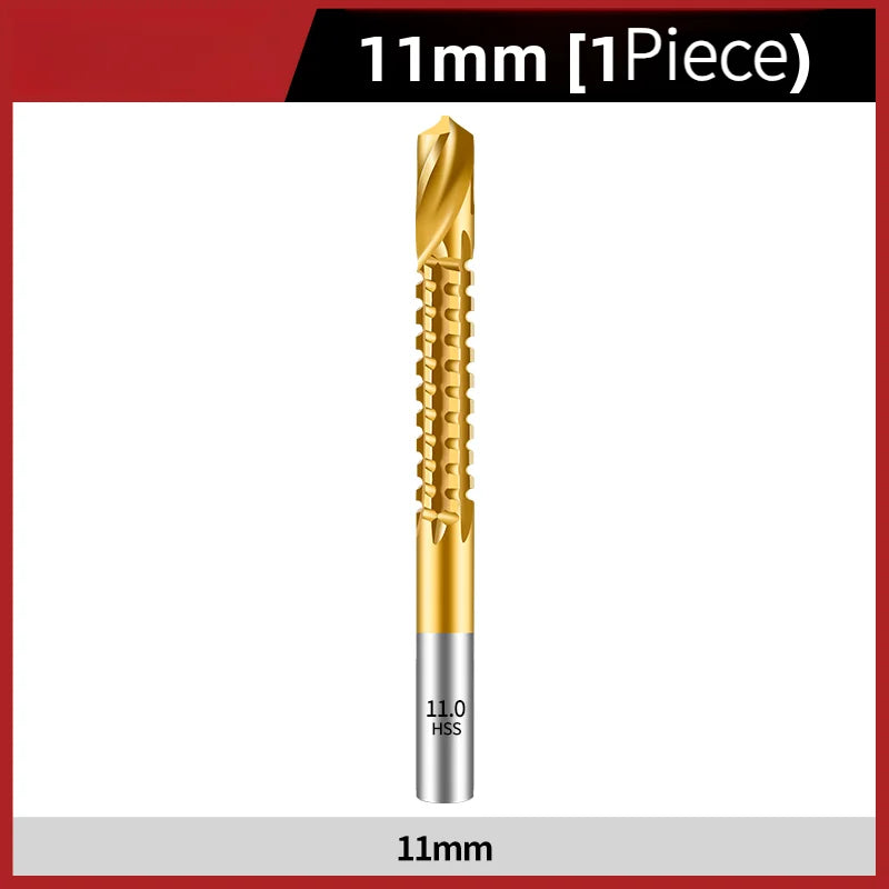 TG Multifunctional Titanium Plated Saw Drill Bit 3-13mm for Woodworking with Serrated Flute Design
