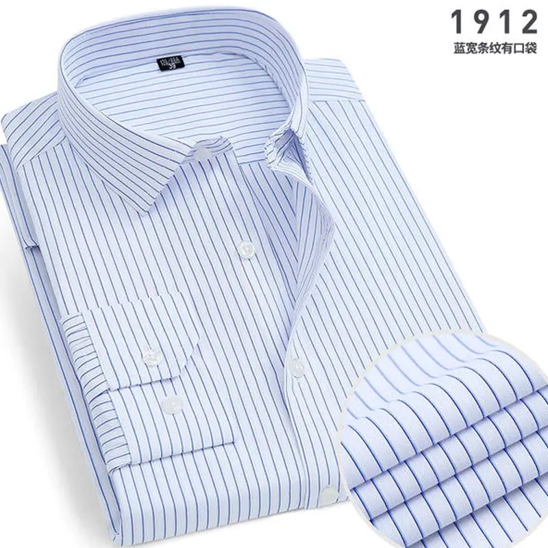 Camisa de manga larga a rayas ajustada para hombre