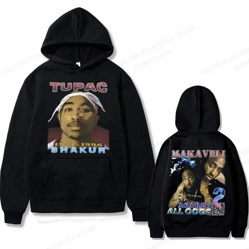 2Pac Graphic Hoodie – Unisex Oversized Fleece Hip Hop Sweatshirt