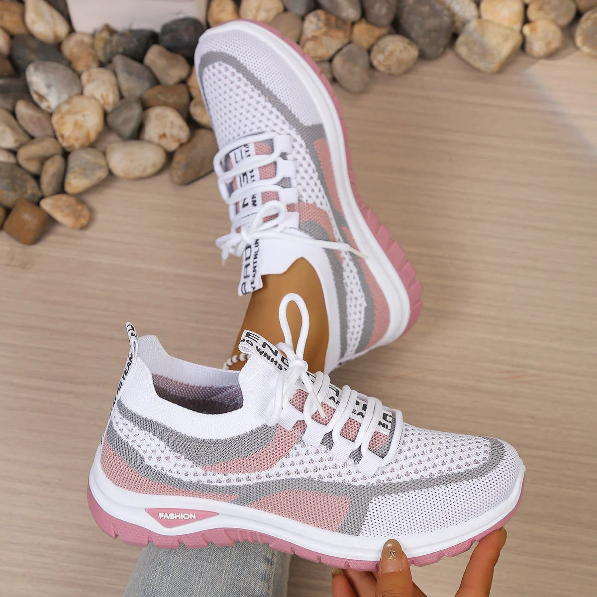 Zapatillas de lona de dos tonos para mujer – Zapatos casuales de trabajo con cordones