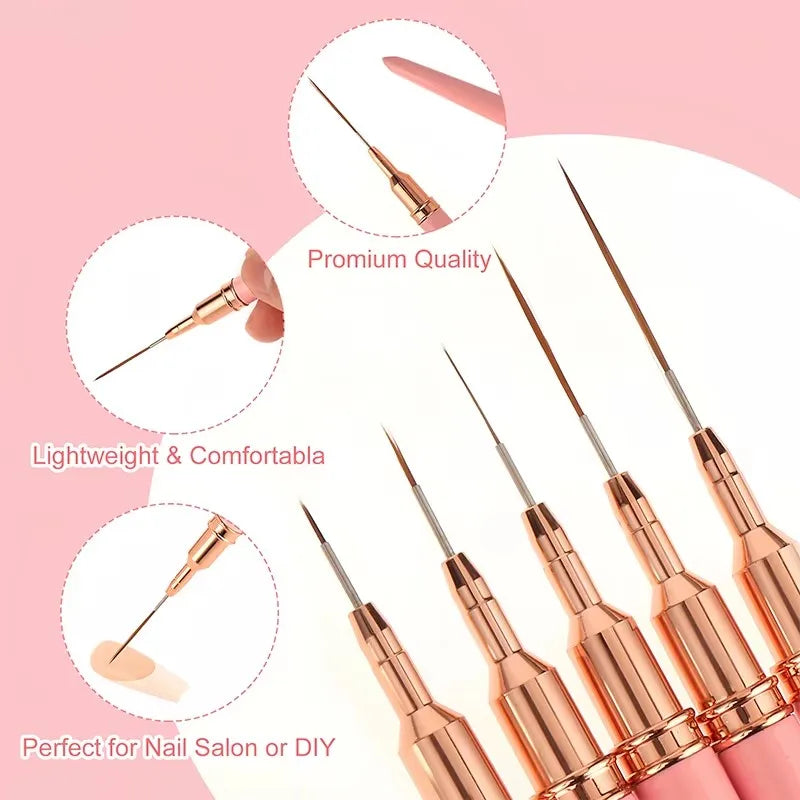 Nail Art Liner Brush Set – 5 Pieces