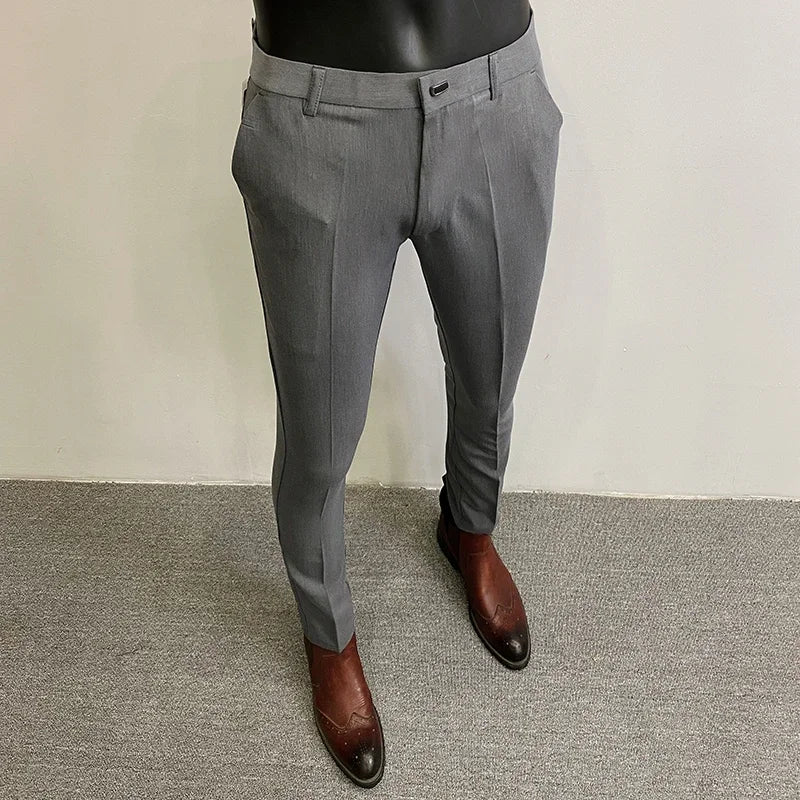 Men's Slim Fit Suit Trousers — Stretch Dress Pants for Business & Formal Wear