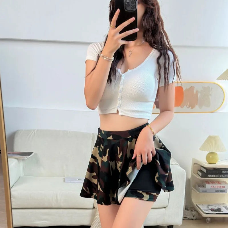 Pleated Flared Mini Skirt