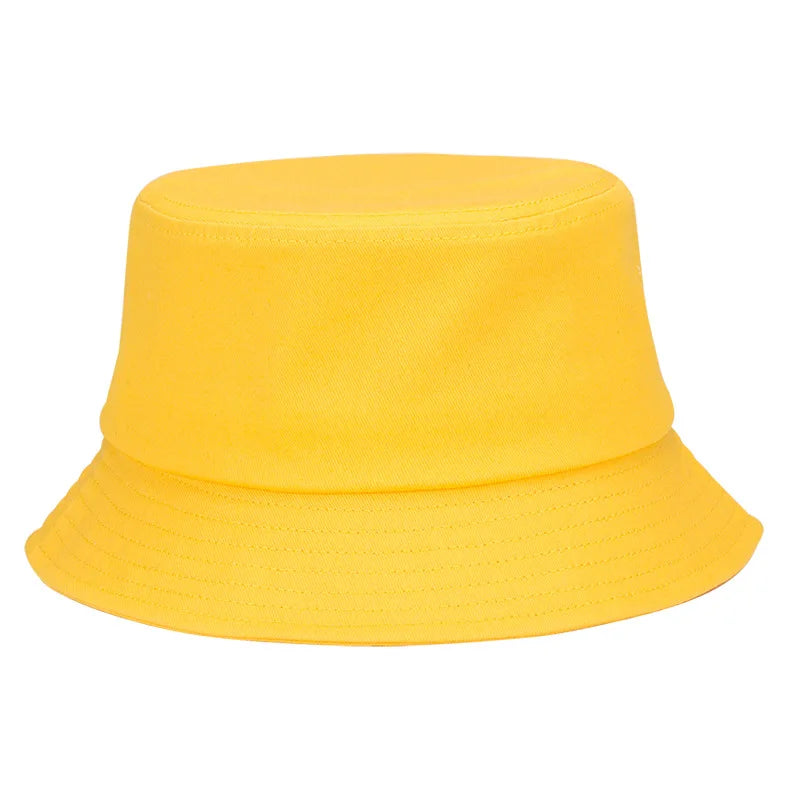 100% Cotton Solid Color Bucket Hat | Summer Sun Protection & Breathable Round Crown