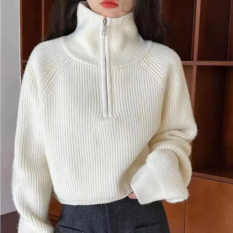 Quarter-Zip Cable Knit Sweater – 8 Colors