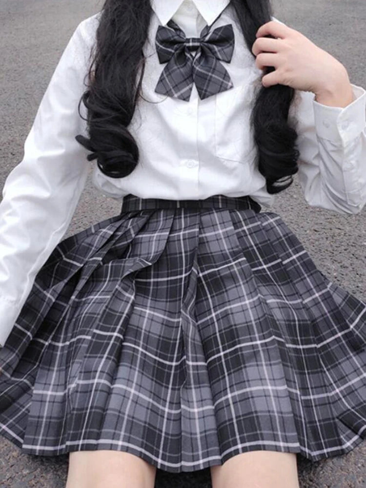Plaid Bow-Knot Pleated Mini Skirt