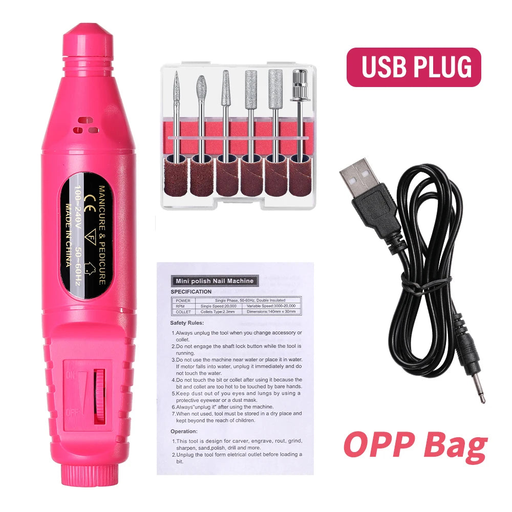 Electric Nail Drill Kit – USB Powered Portable Manicure & Nail File Machine