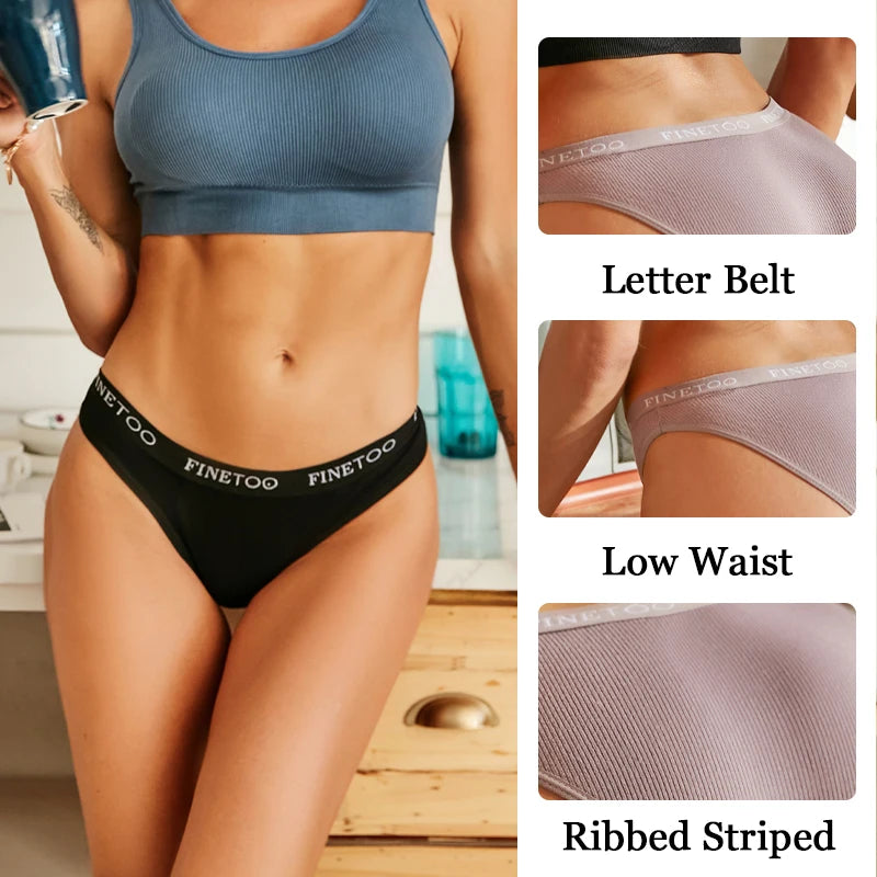 Women's 4-Pack Cotton Striped Briefs | Low-Rise Breathable Underwear M-XXL