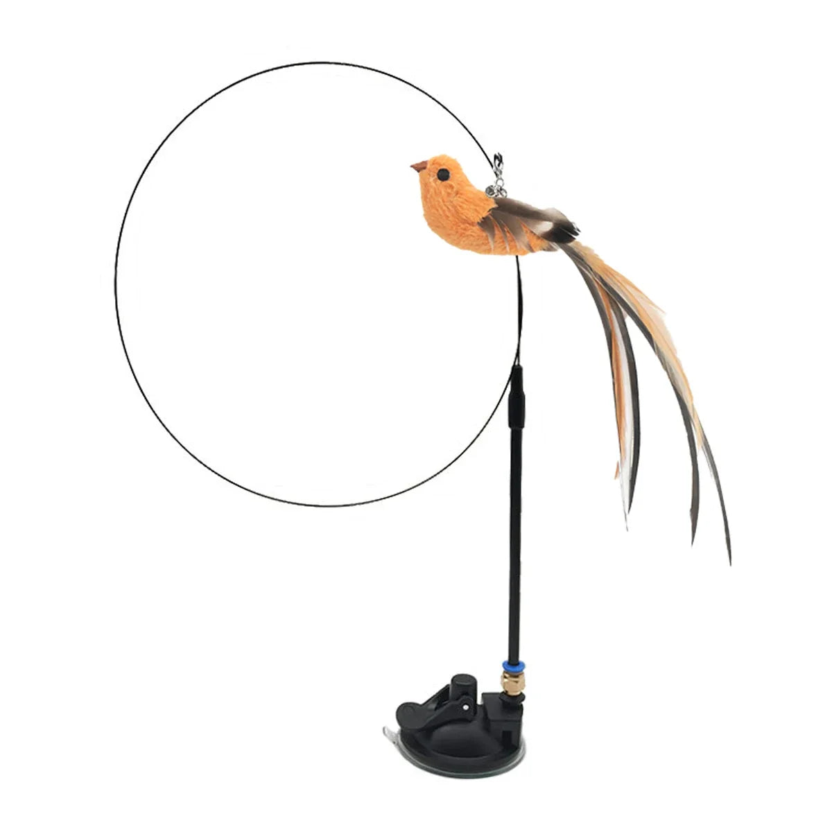 Simulated Bird Cat Teaser Toy – Feather Wand with Upgraded Suction Cup & Steel Wire Rod