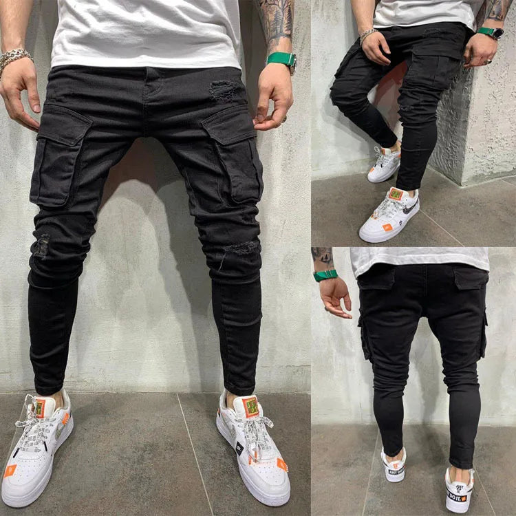 Unisex Solid Stretch Denim Straight-Leg Jeans