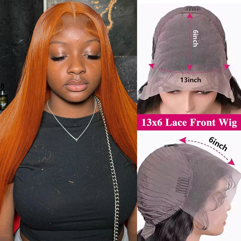 Ginger Orange Straight Lace Front Wig — Brazilian Remy Human Hair