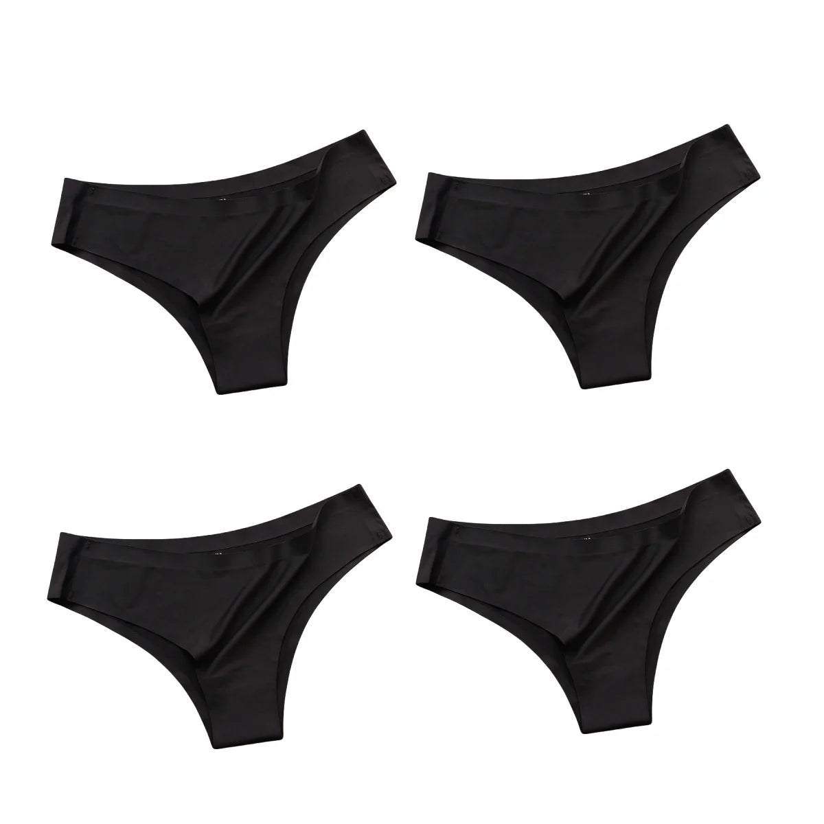 Women's 4-Pack Seamless Ice Silk Brazilian Panties | Low-Rise Bikini Briefs M-XL