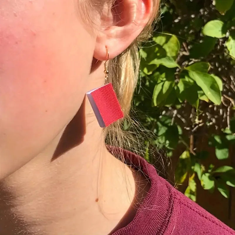 3D Book Pendant Drop Earrings – Novelty Literary Style for Book Lovers