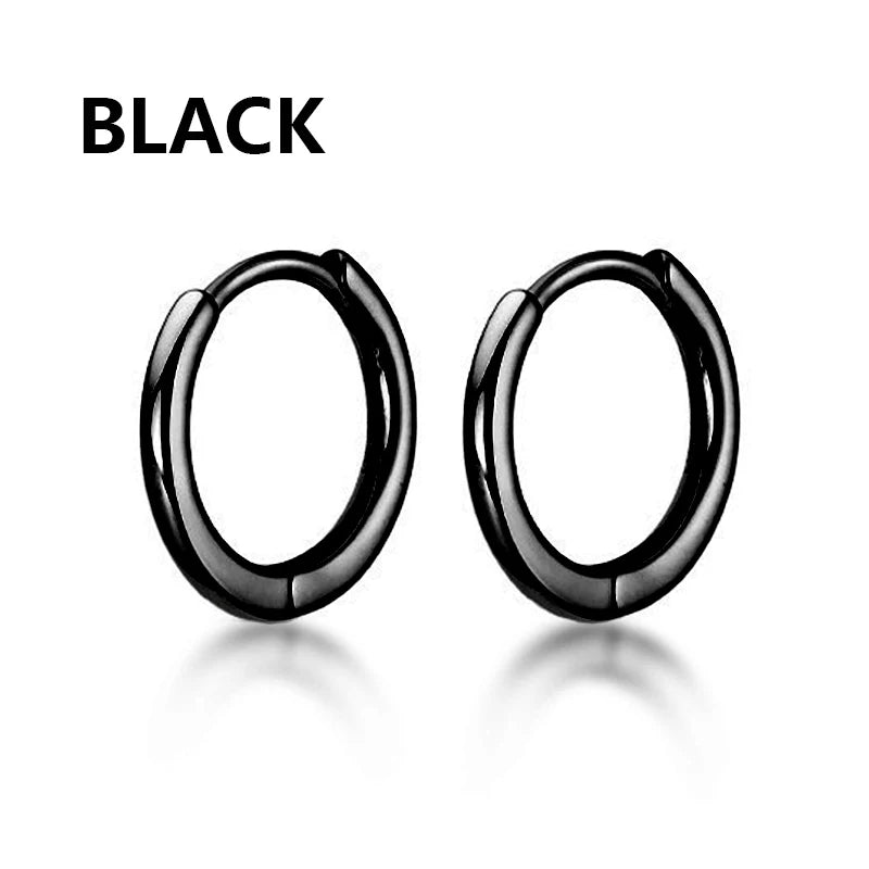 Punk Stainless Steel Hoop & Stud Earrings – Unisex Round & Cross Style