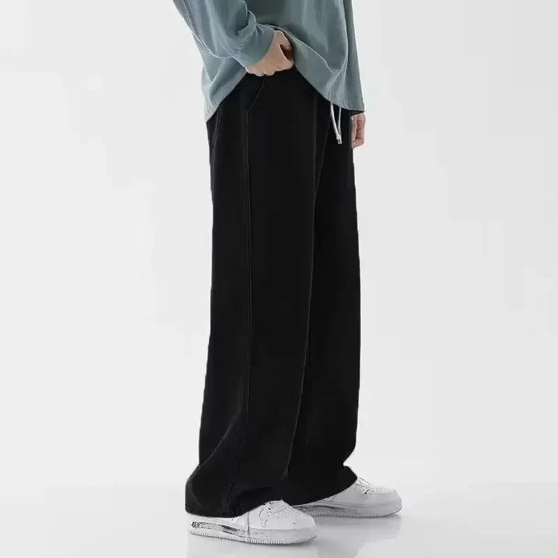 Men’s Korean Style Loose Straight Leg Jeans – Wide Leg Streetwear Denim