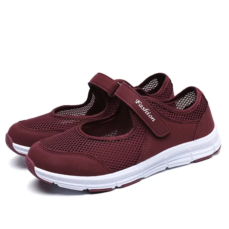 Zapatillas de malla transpirables para mujer – Zapatos vulcanizados ligeros para caminar y trabajar