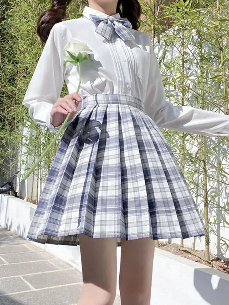 Plaid Bow-Knot Pleated Mini Skirt