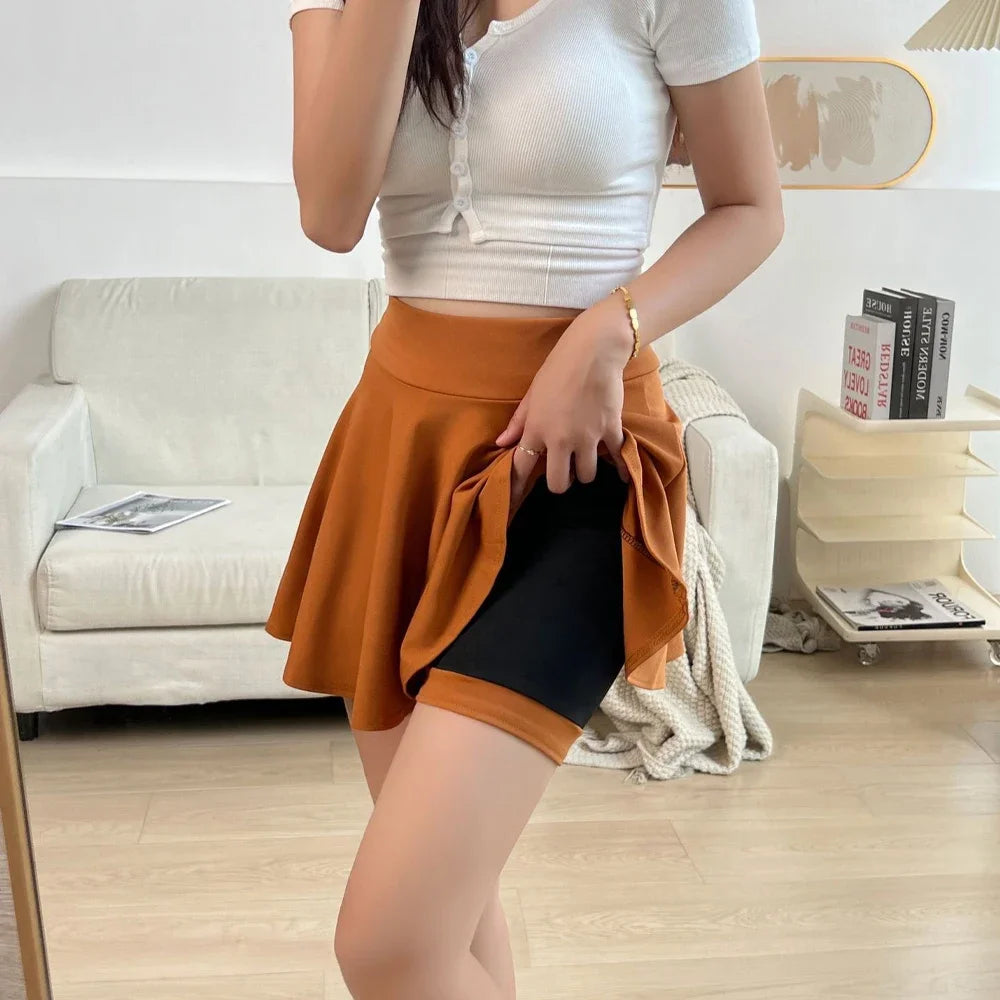 Pleated Flared Mini Skirt