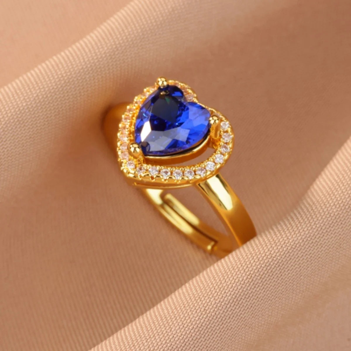 Colorful Cubic Zirconia Open Ring | 18K Gold Plated Stainless Steel | Boho Vintage Style | Women's Gift