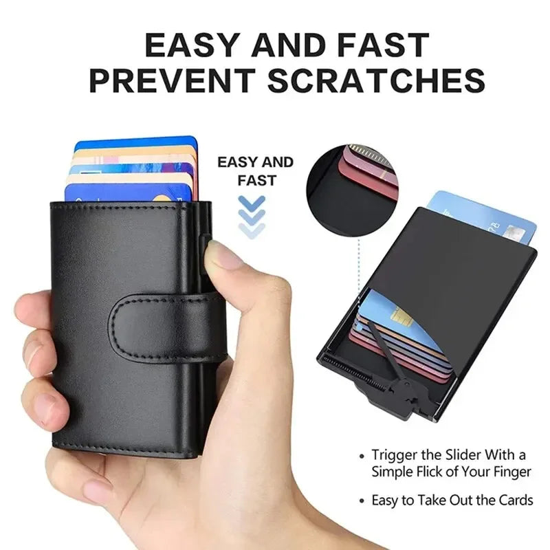 RFID Trifold Wallet — Slim Microfiber Leather Card Holder with Coin & Note Compartments