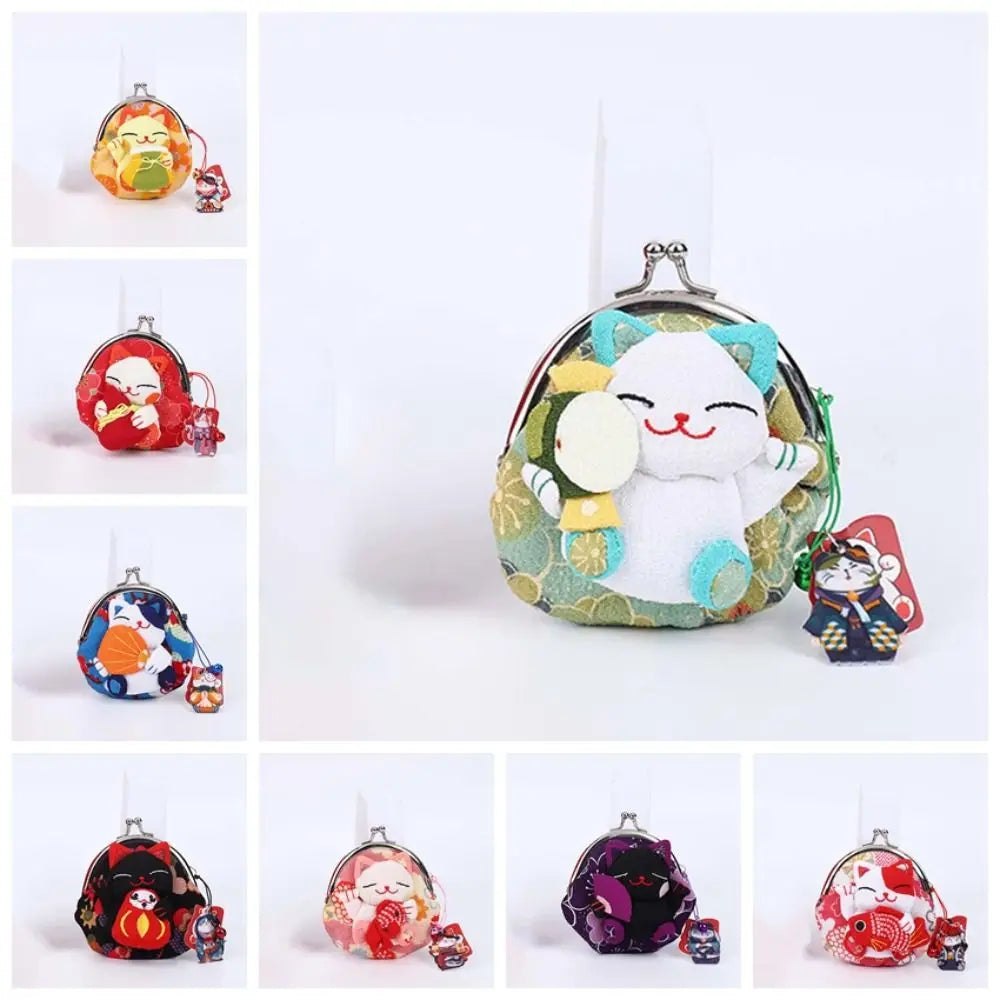 Maneki Neko Lucky Cat Coin Purse — Cute Japanese Fortune Cat Clasp Wallet & Gift