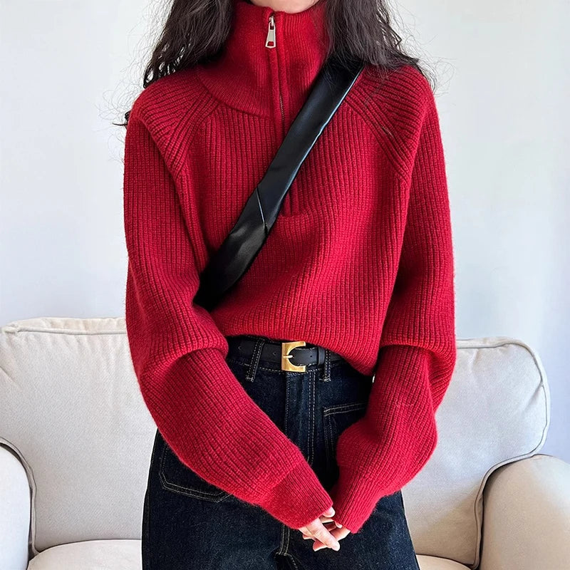 Quarter-Zip Cable Knit Sweater – 8 Colors