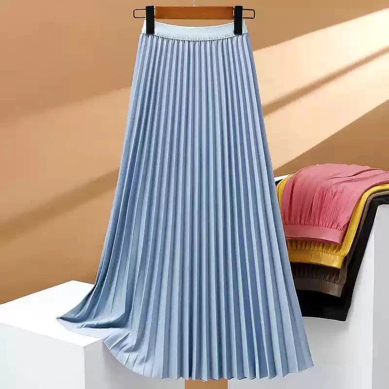 Elegant High-Waist Pleated Midi Skirt
